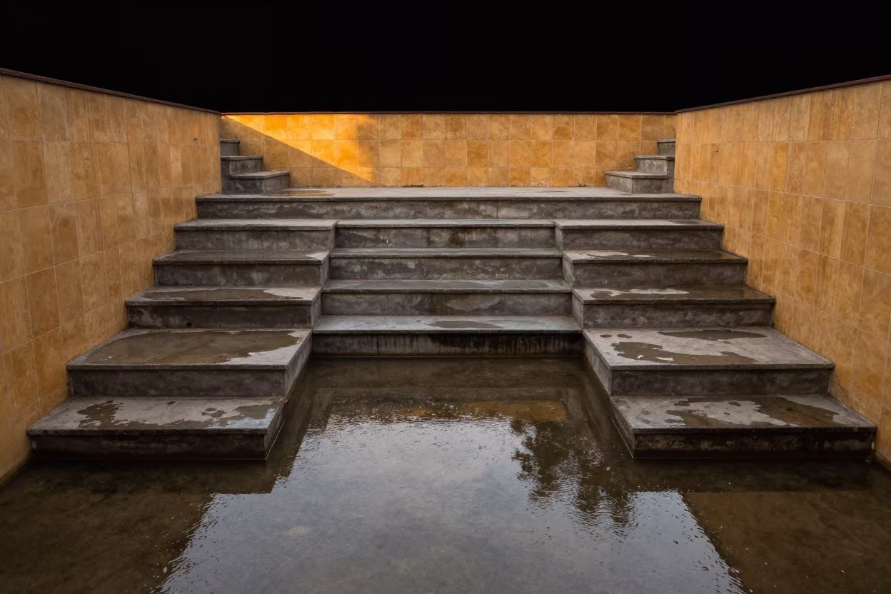 Stained Concrete Moonlight Hall Reflections in inside a tiled stair hall in Ghaziabad