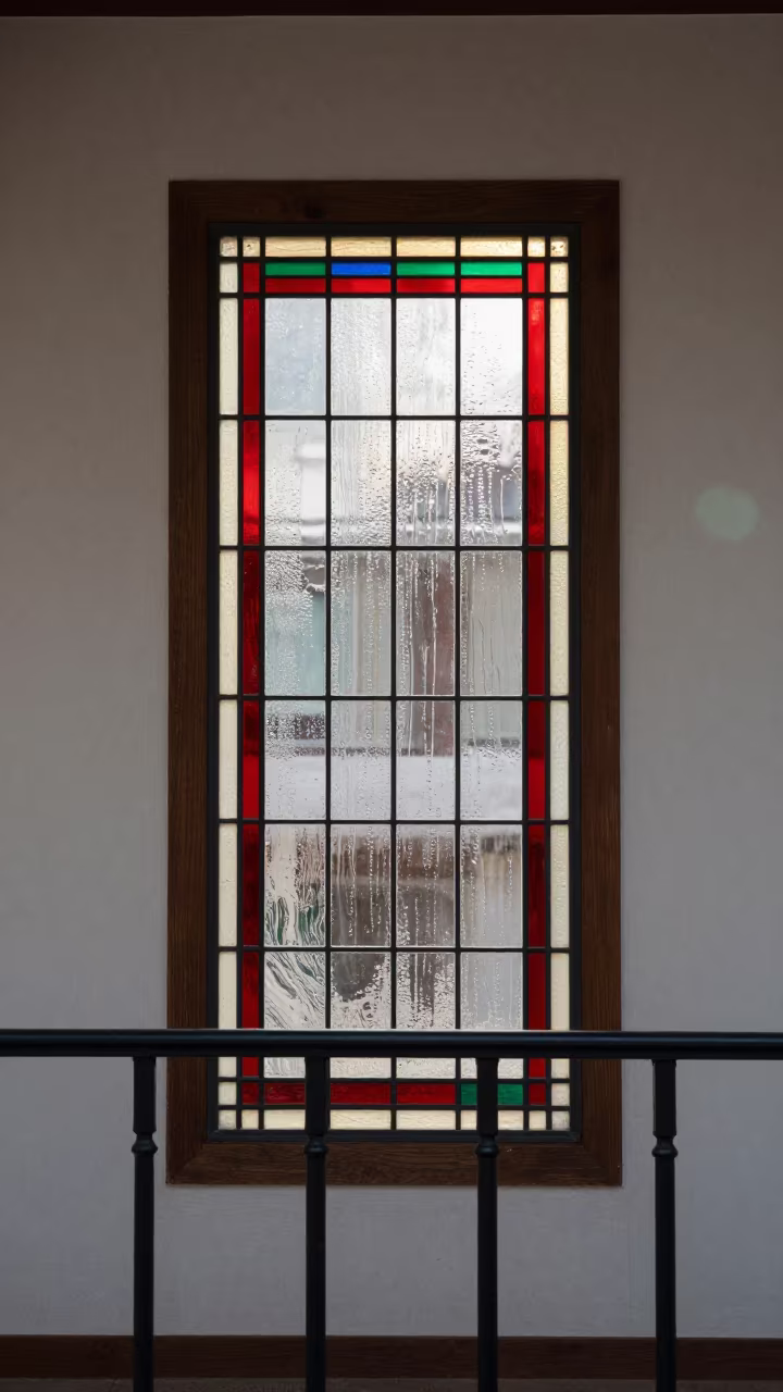 Stained Glass Light on Itaewon Pier Railing in on a pier railing in Itaewon, Seoul