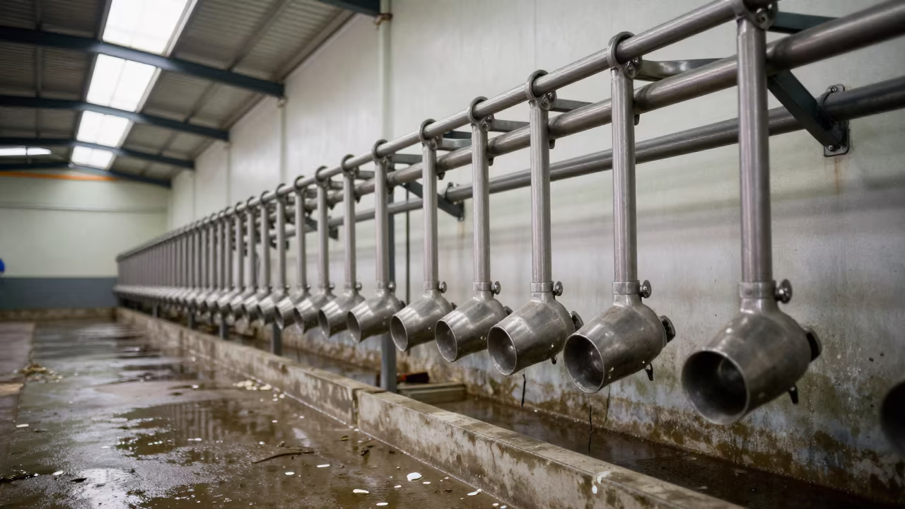 Stainless Milking Lines in Haiphong Dairy Parlor in in a dairy milking parlor in Haiphong