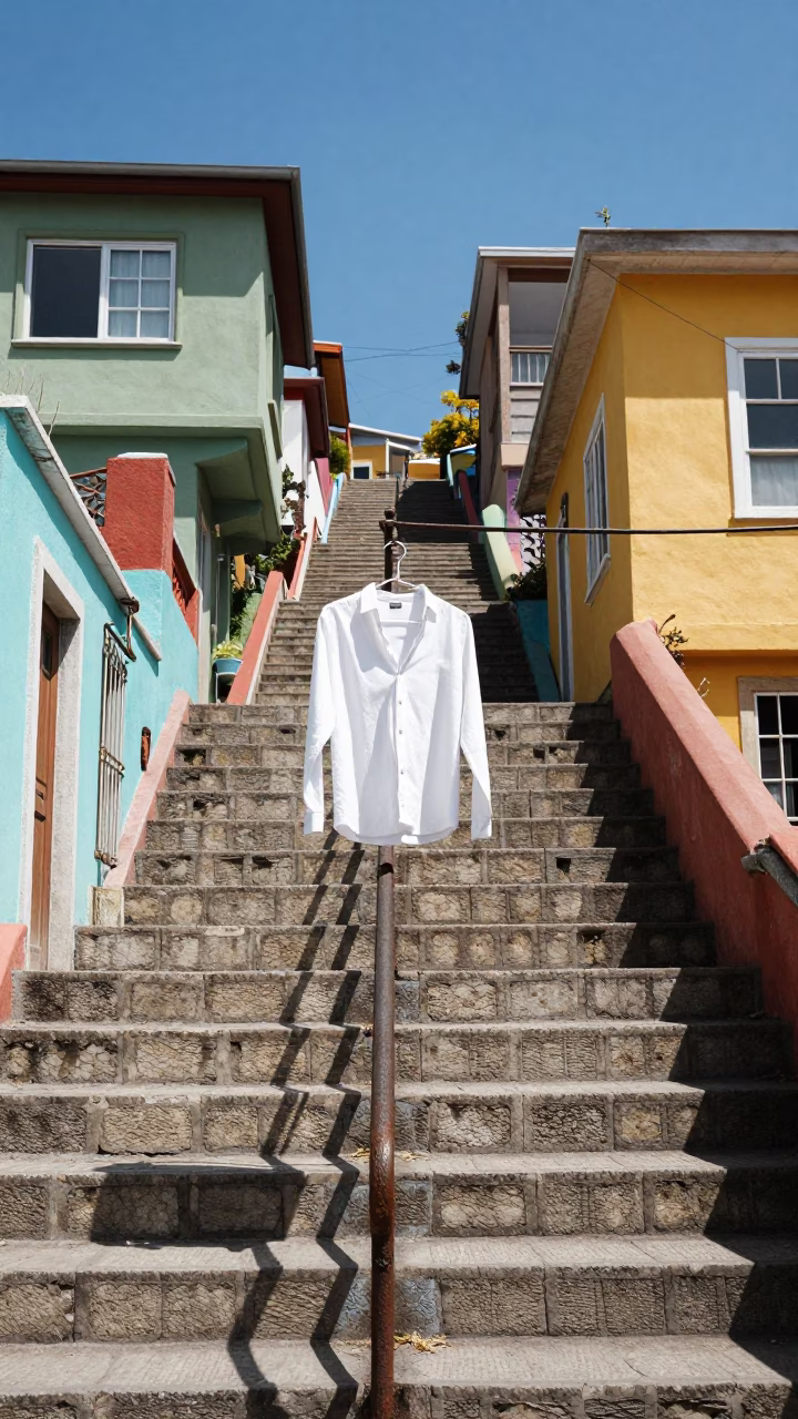Staircase Scene in Valparaiso at Midday Light in in Valparaiso, Chile