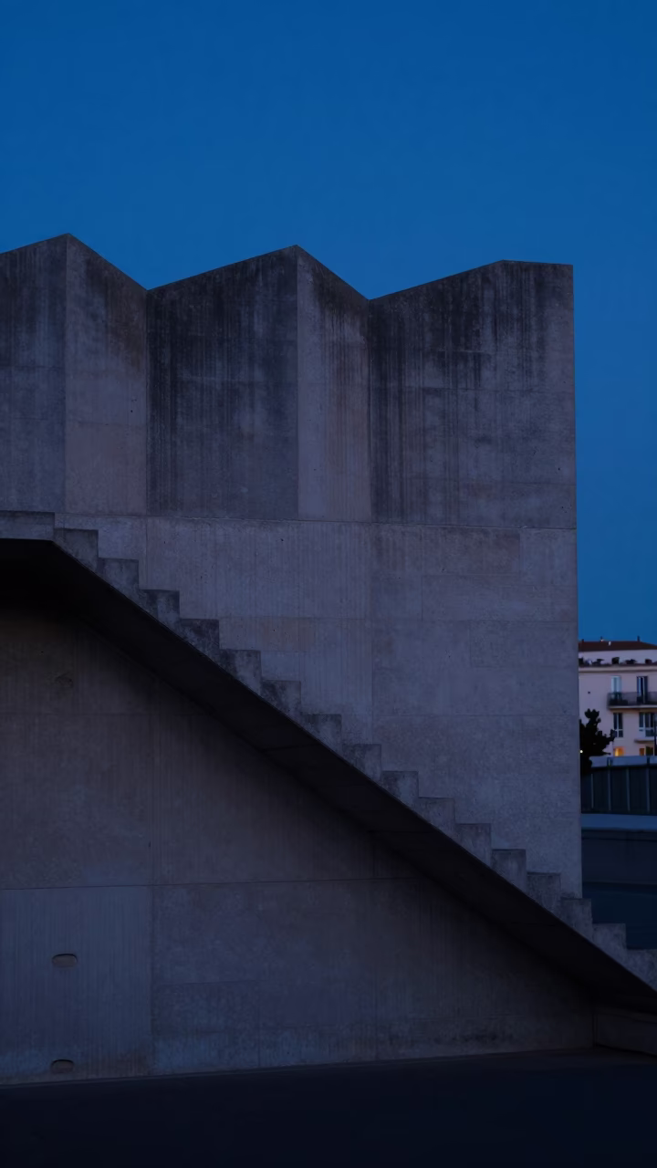 Staircase Wall in Marseille at The Still Hours Before Dawn Light in in Marseille, France