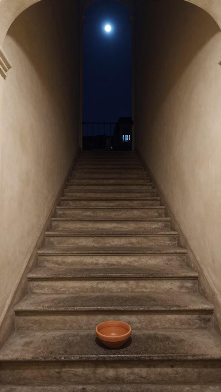 Stairwell Interior in Paris at The Deepest Night Sky Light in in Paris, France