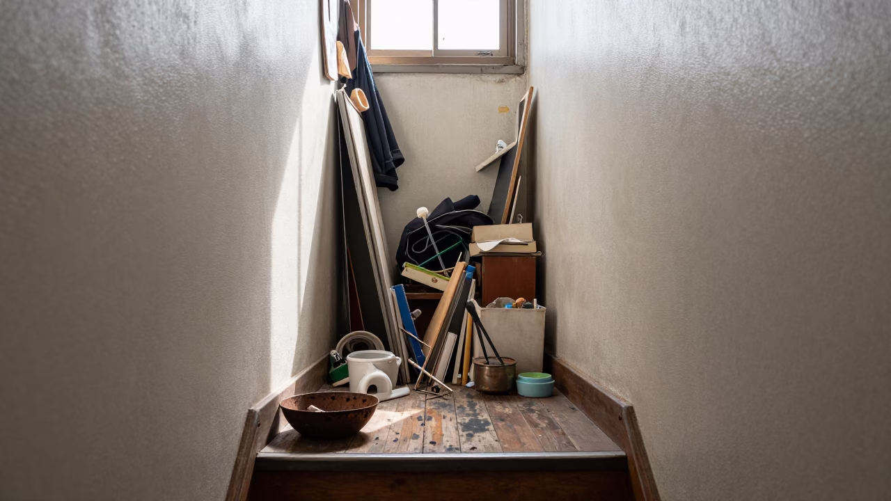Stairwell Landing in Osaka in in Osaka, Japan