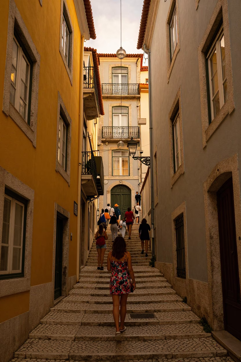 Stairwell Scene in Lisbon in in Lisbon, Portugal