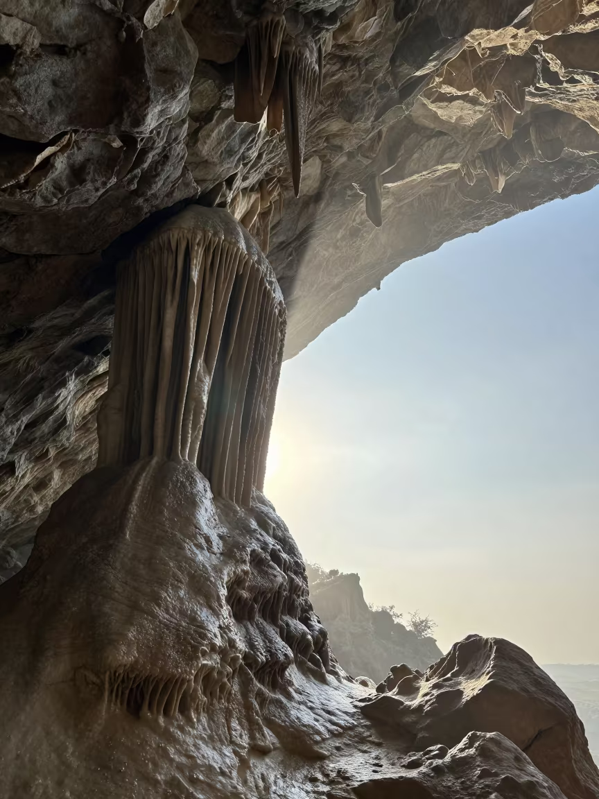 Stalactites in Cave Near Touba Morning Light in near Touba
