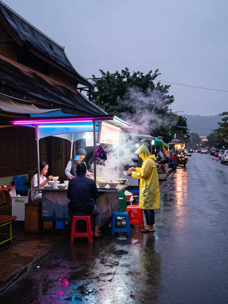 Stall Activity in Luang Prabang in in Luang Prabang, Laos