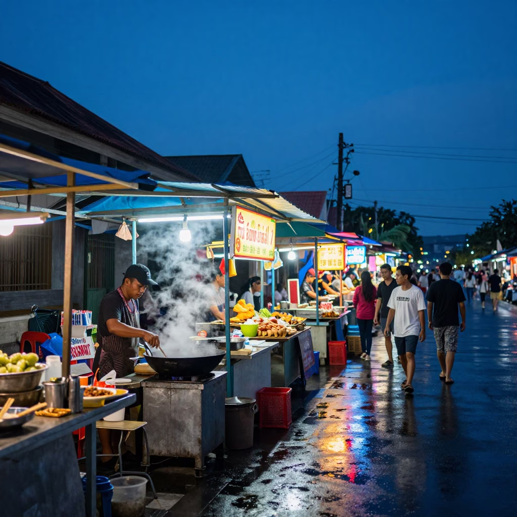 Stall Bali in Denpasar at Blue Hour in in Denpasar, Indonesia