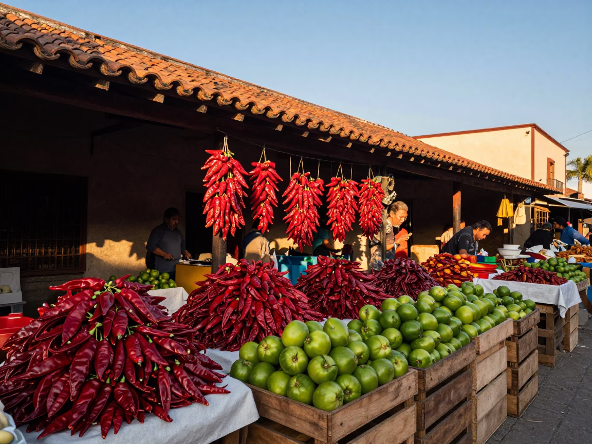 Stall City in Oaxaca at As First Light Reaches The Scene in in Oaxaca, Mexico