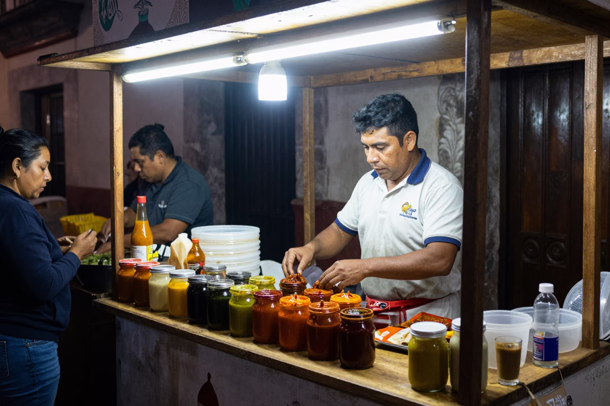 Stall City in Oaxaca at Deep In The Night Light in in Oaxaca, Mexico