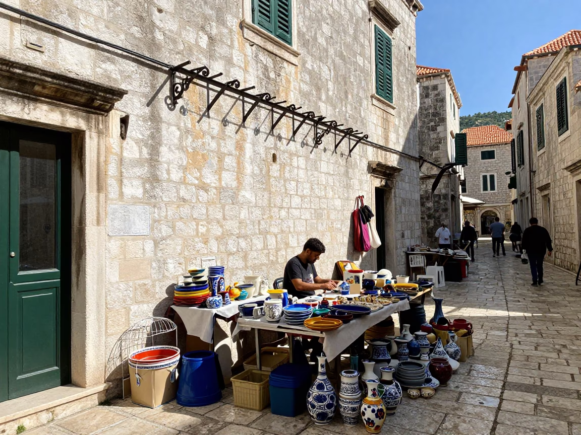 Stall Clutter in Dubrovnik in in Dubrovnik, Croatia