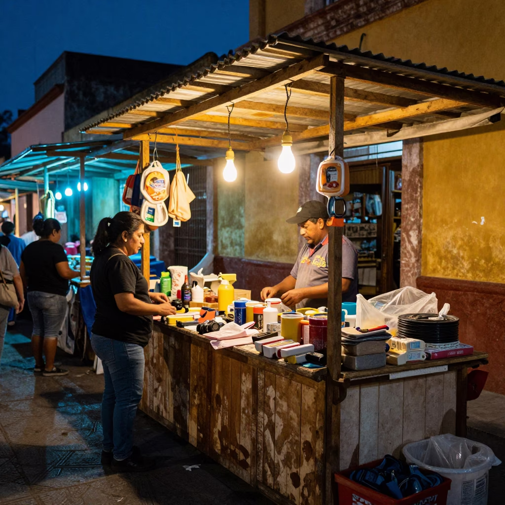 Stall Counter after dark in Merida in in Merida, Mexico