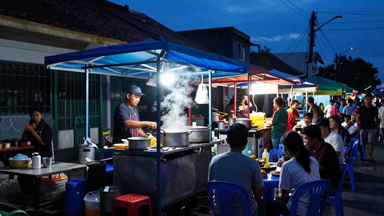 Stall Evening at The Last Blue Light Of Evening in Denpasar in in Denpasar, Indonesia