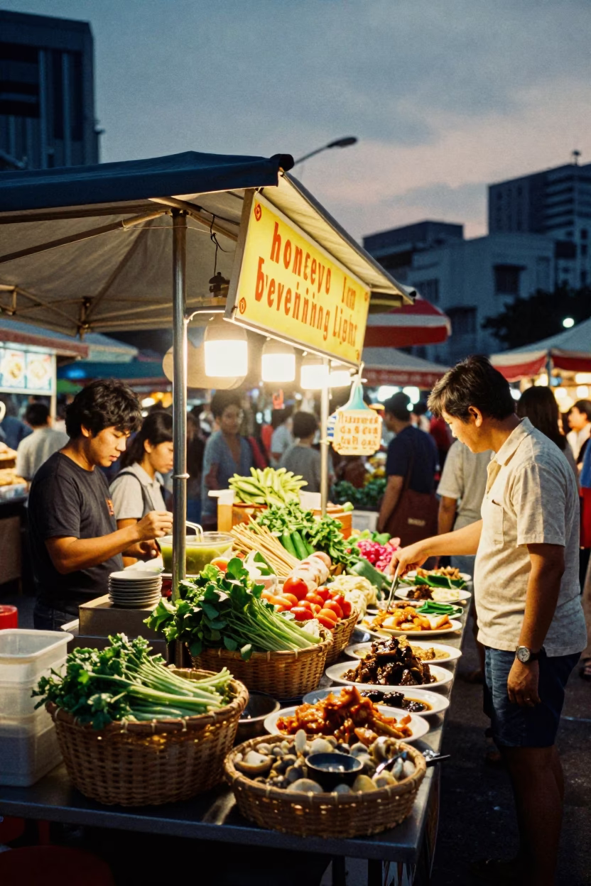 Stall Evening in Kuala Lumpur at Honeyed Evening Light in in Kuala Lumpur, Malaysia