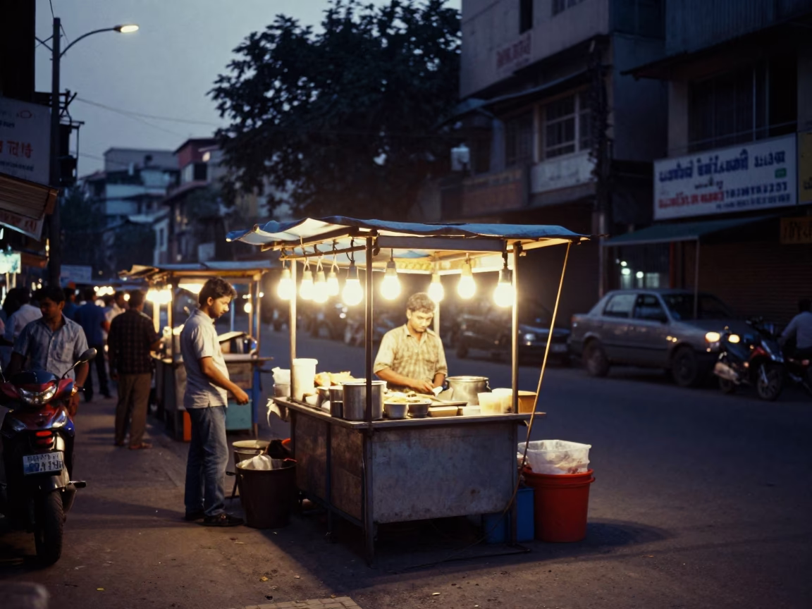 Stall Glowing in Hyderabad at As City Lights Begin To Glow in in Hyderabad, India