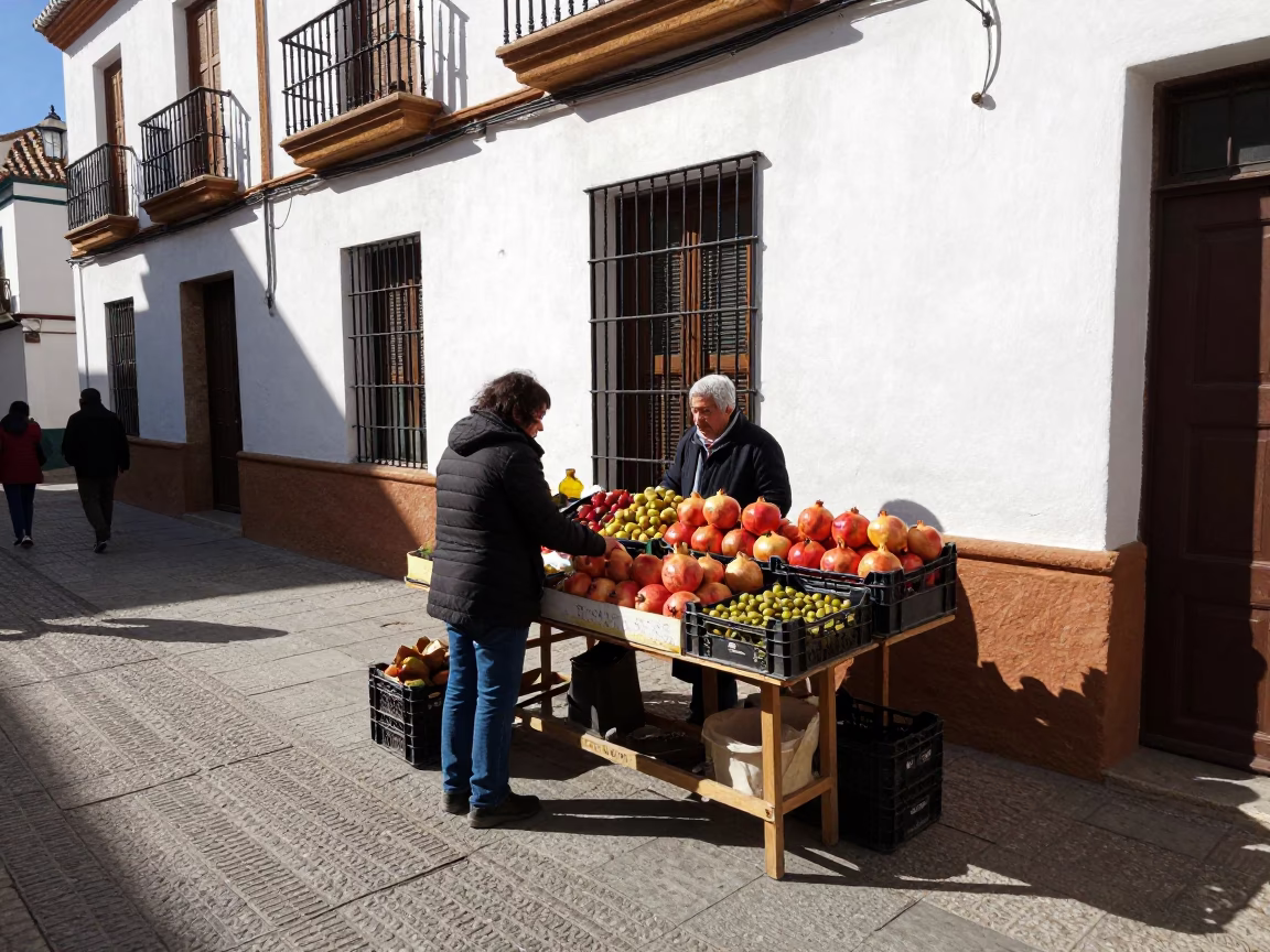 Stall Interaction in Granada in in Granada, Spain