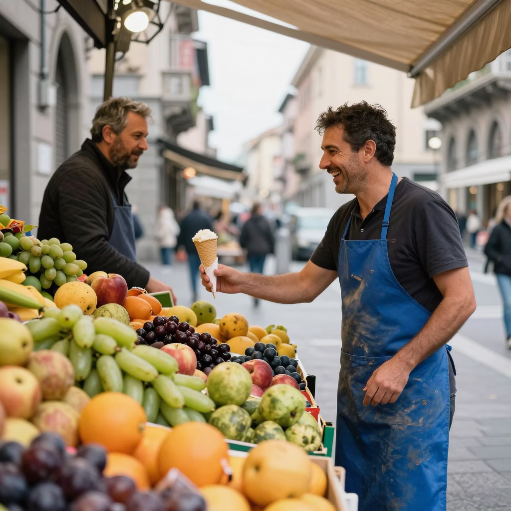 Stall Interaction in Milan in in Milan, Italy