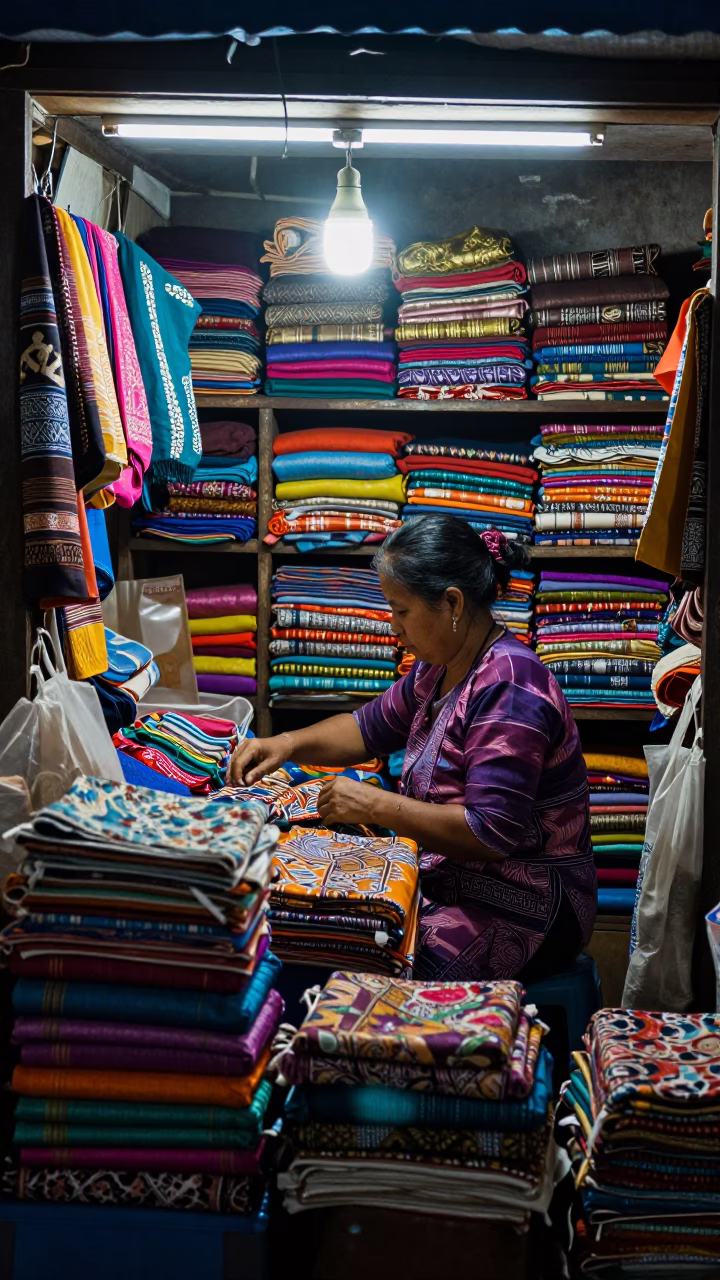 Stall Interior in Phnom Penh at Deep In The Night Light in in Phnom Penh, Cambodia