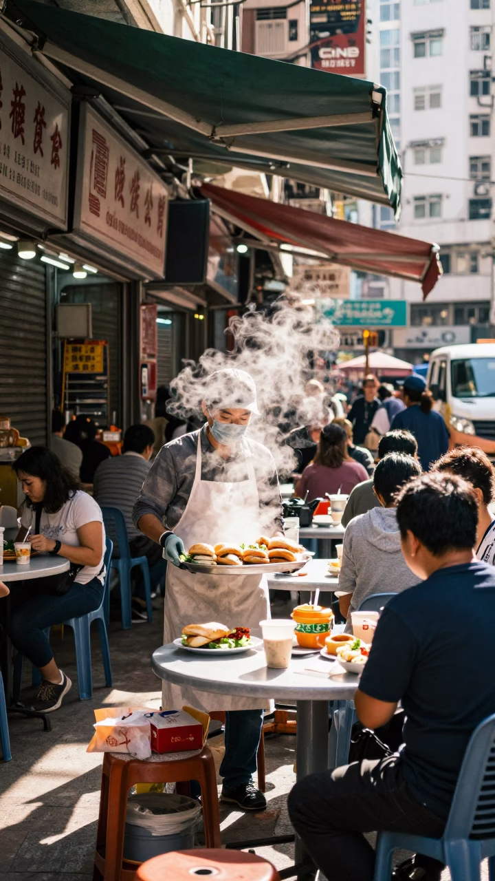 Stall Midmorning in Hong Kong at Bright Midmorning Light in in Hong Kong, Hong Kong