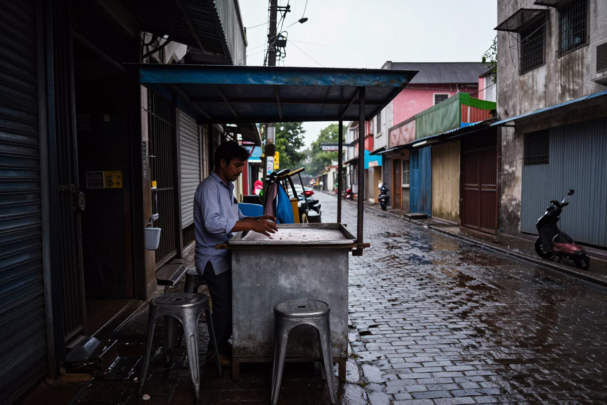 Stall Owner at First Light in Kolkata in in Kolkata, India