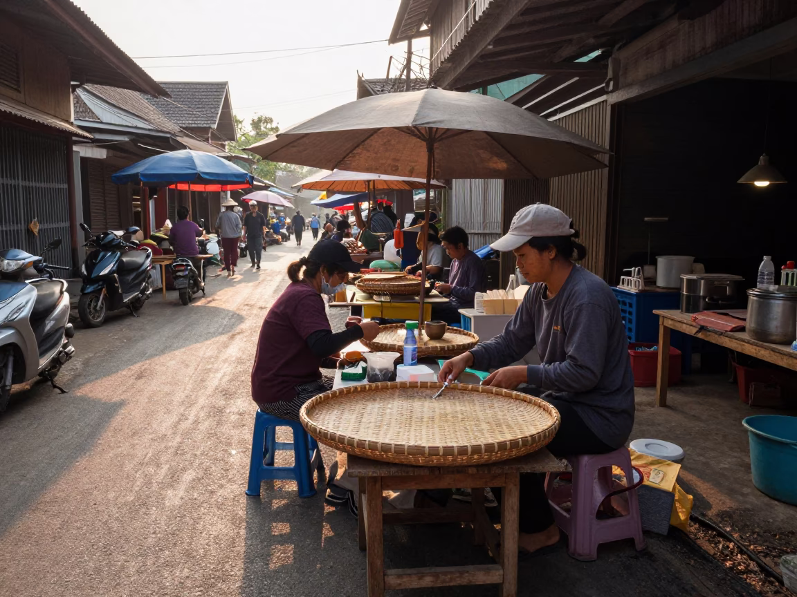 Stall Preparation in Chiang Mai in in Chiang Mai, Thailand