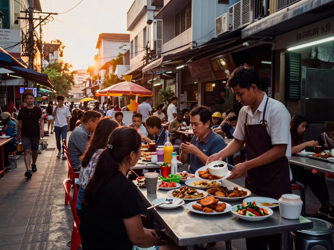 Stall Scene at Sunset Light in Ho Chi Minh City in in Ho Chi Minh City, Vietnam