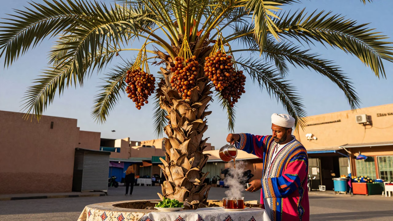 Stall Scene in Marrakech at Clear Late-afternoon Light in in Marrakech, Morocco
