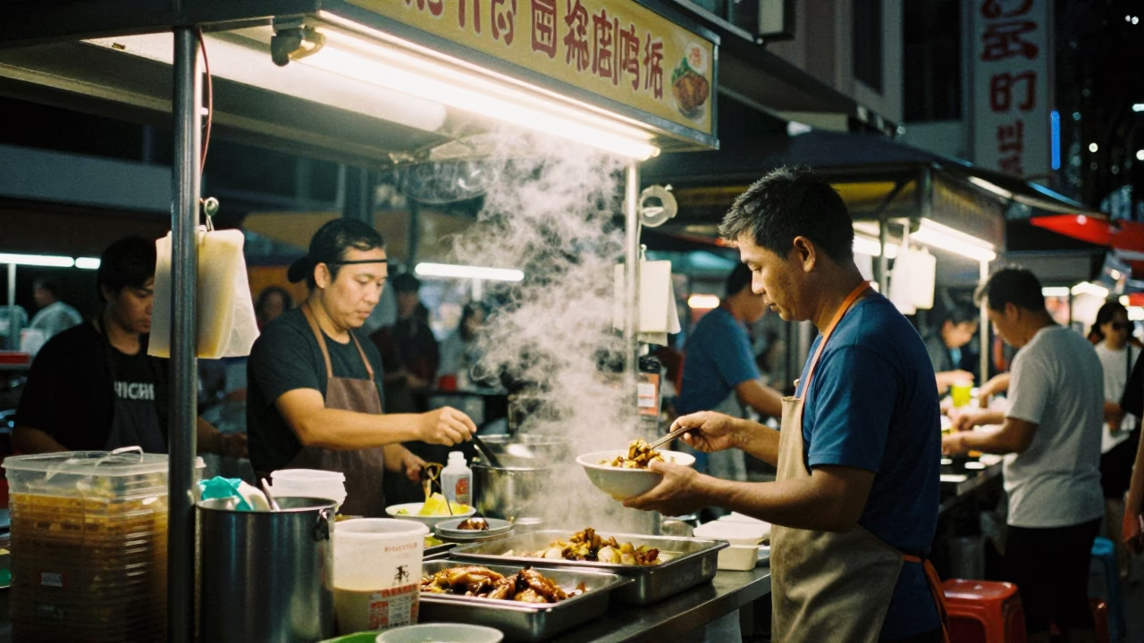 Stall Scene in Singapore at The Deepest Night Sky Light in in Singapore, Singapore