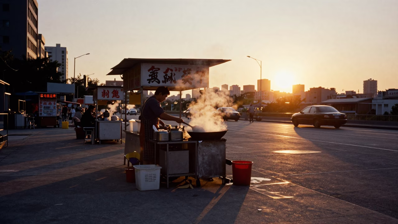 Stall Sunset in Tainan at Sunset Light in in Tainan, Taiwan