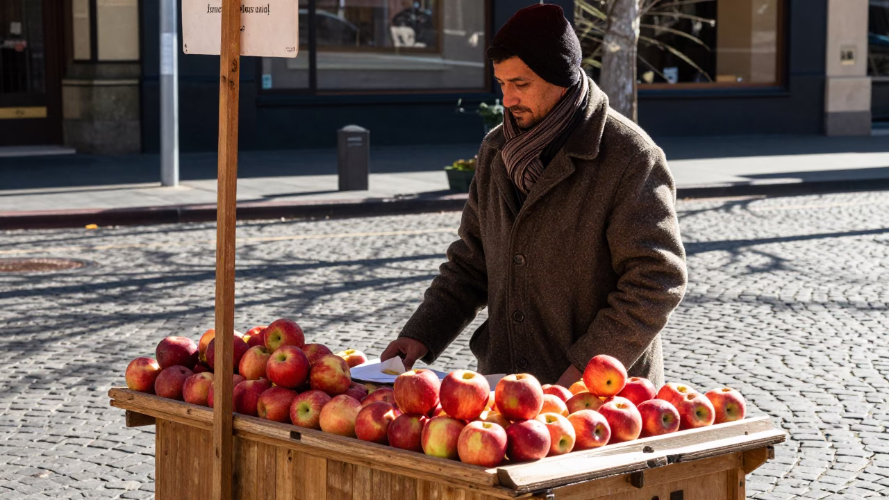 Stall Vendor at Noon Light in Adelaide in in Adelaide, South Australia, Australia