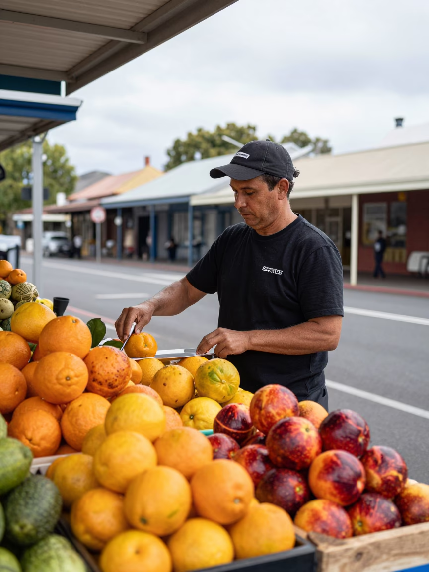Stall Vendor in Adelaide in in Adelaide, South Australia, Australia