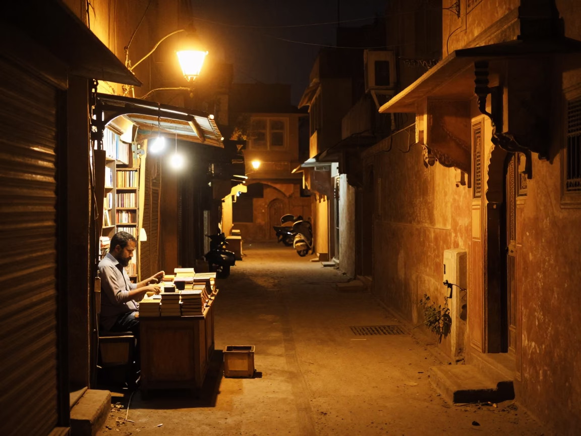 Stalls Illuminated in Jaipur at Deep In The Night Light in in Jaipur, India