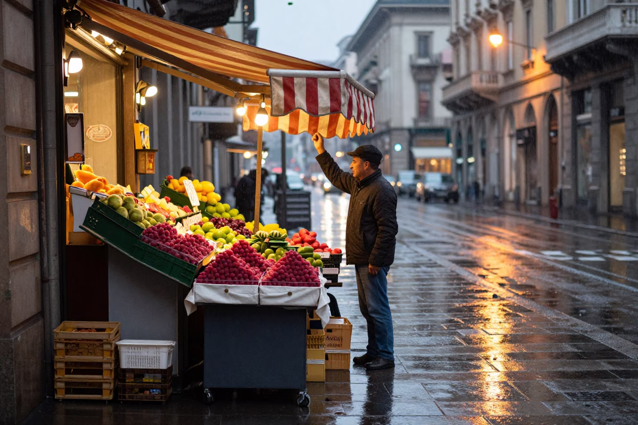 Stand Vendor in Milan in in Milan, Italy