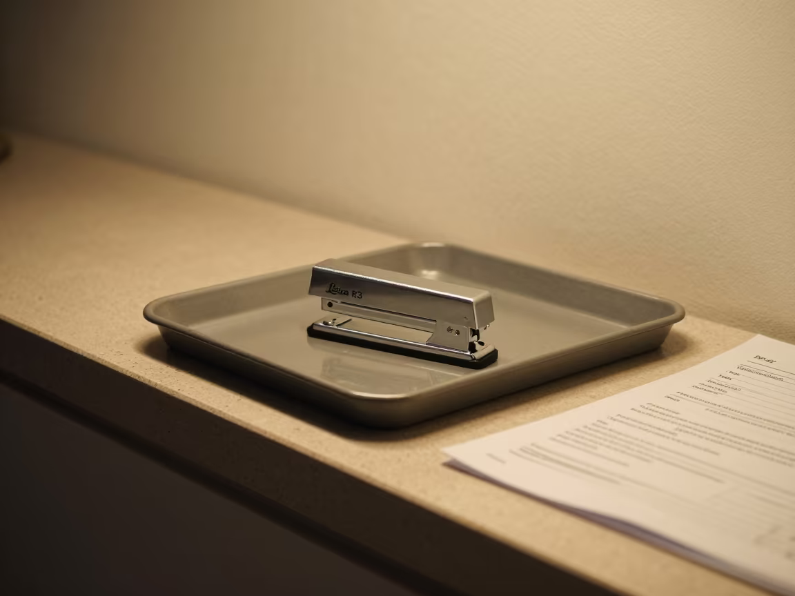 Stapler on Steel Tray Night Light in on a stone ledge in Comodoro Rivadavia