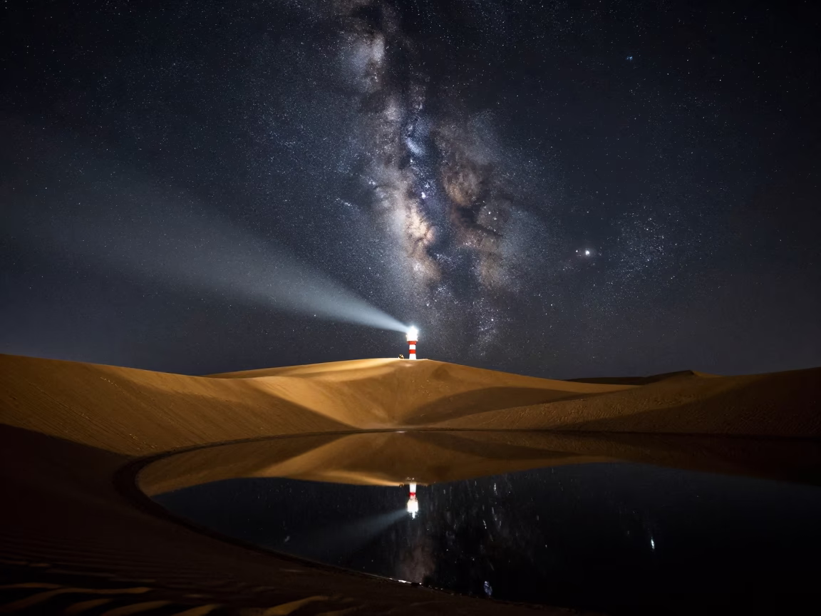 Star Dune Milky Way Reflection Himachal Pradesh in beneath a dark-sky overlook in Himachal Pradesh