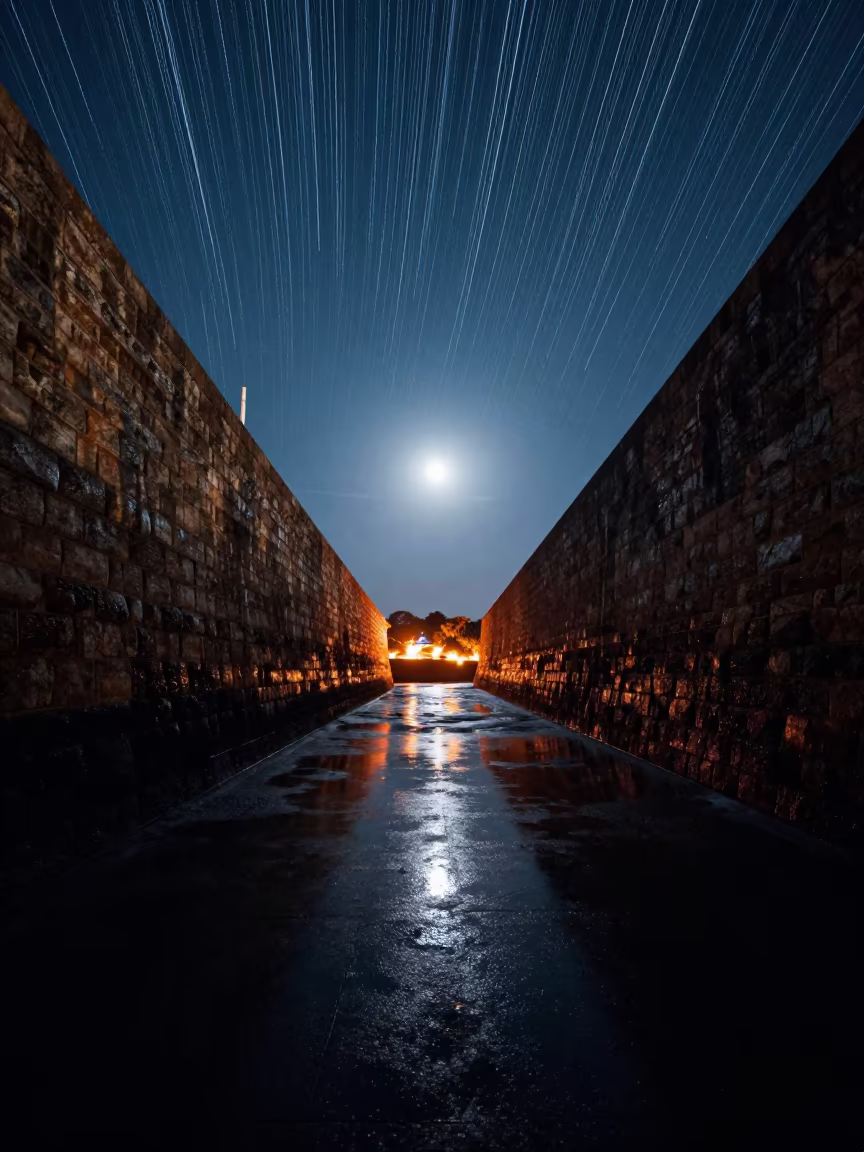 Star Trails Over Mombasa Harbor Wall Night in near Mombasa