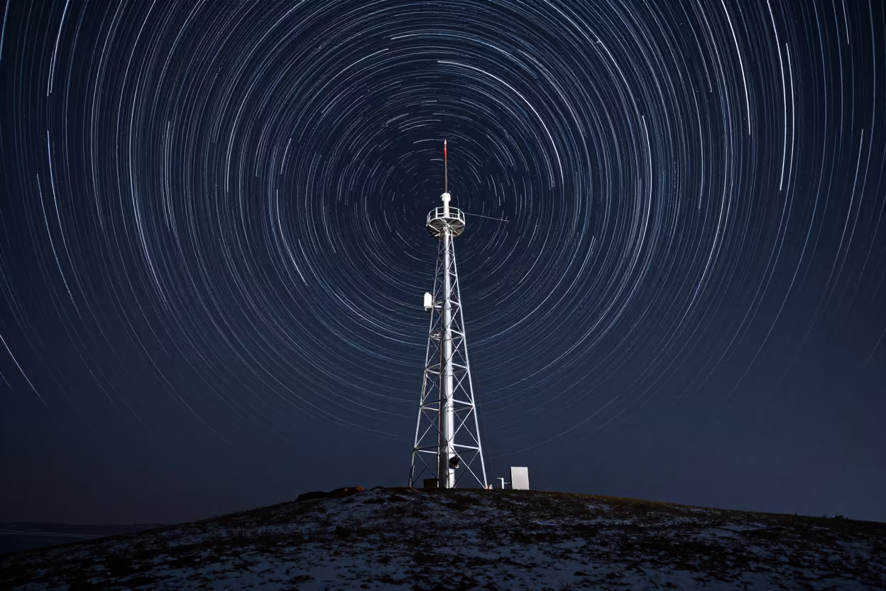 Star Trails Over Weather Station Ridge Near Bishkek in near Bishkek