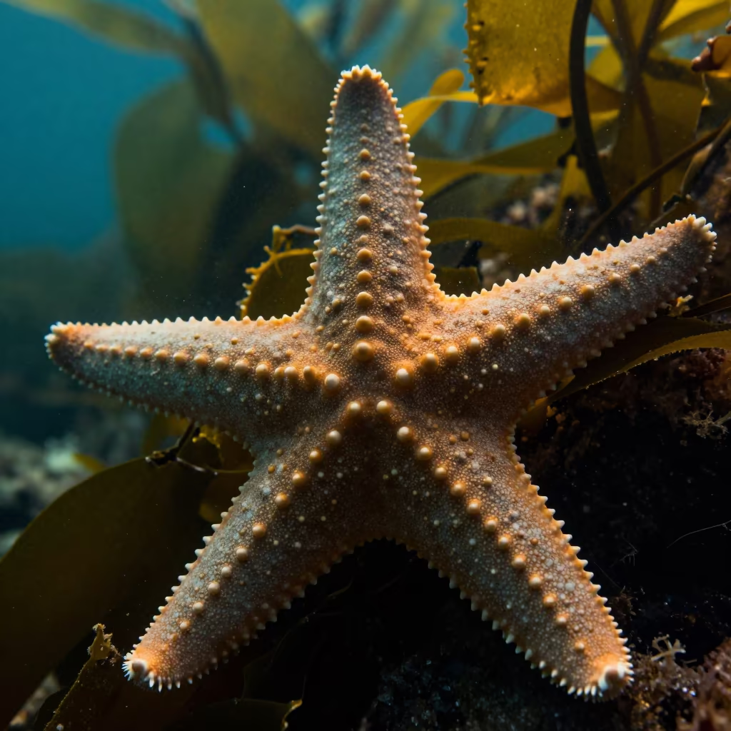Starfish Tube Feet Kelp Forest Marseille Dawn in through a forest of kelp fronds near Marseille