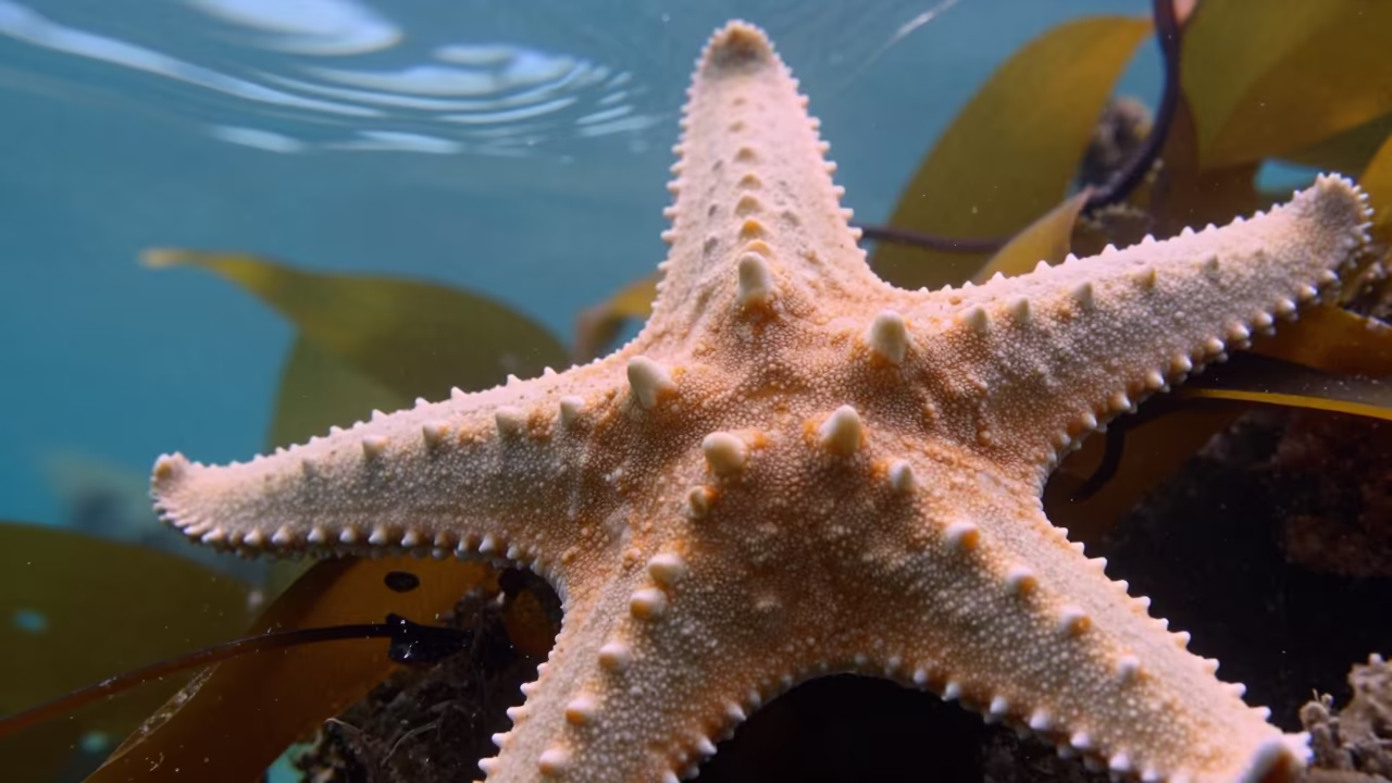 Starfish Tube Feet Kelp Forest Mumbai in through a forest of kelp fronds near Mumbai