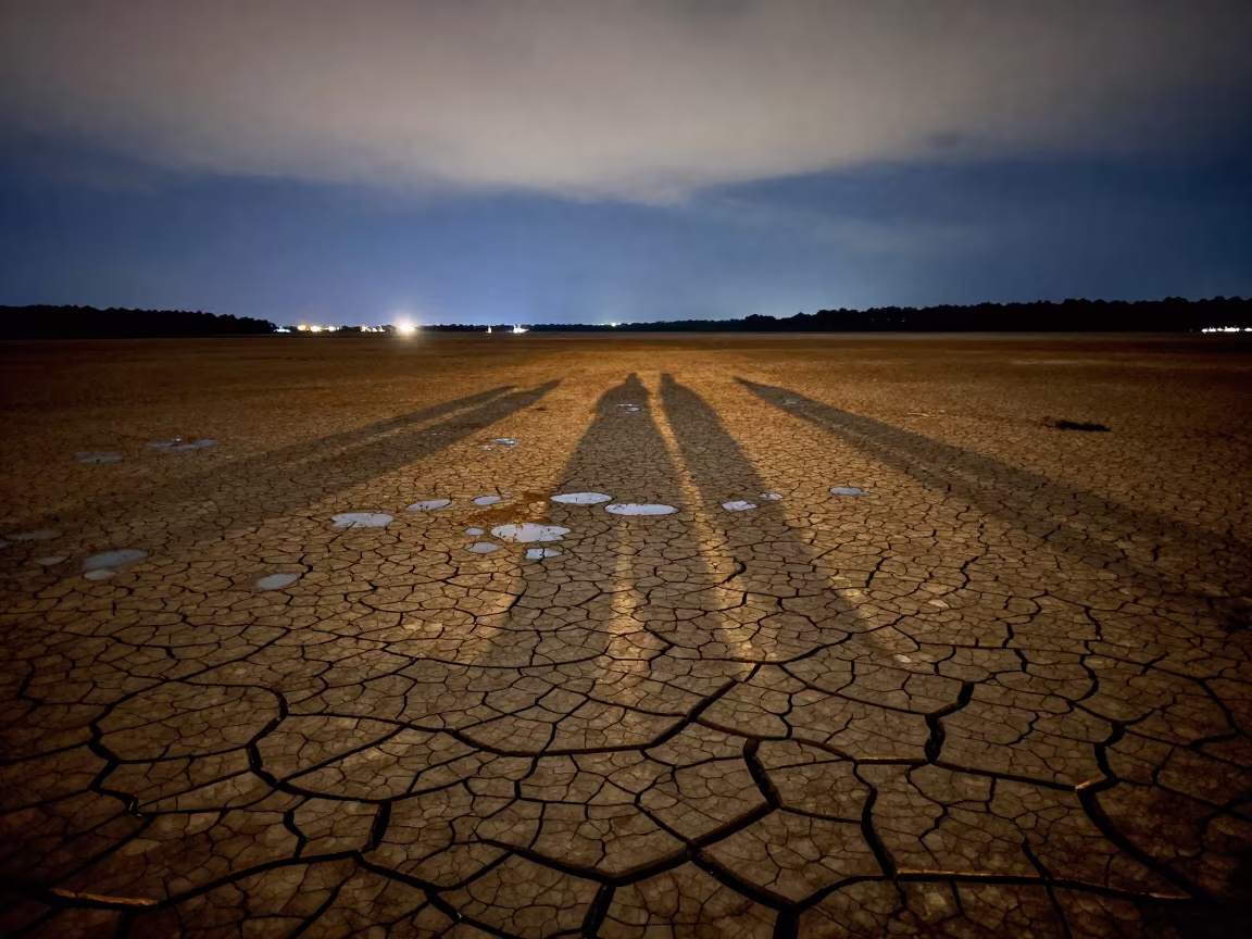 Starlight Reflection on Ohio Dry Lake Bed After Rain in in Ohio