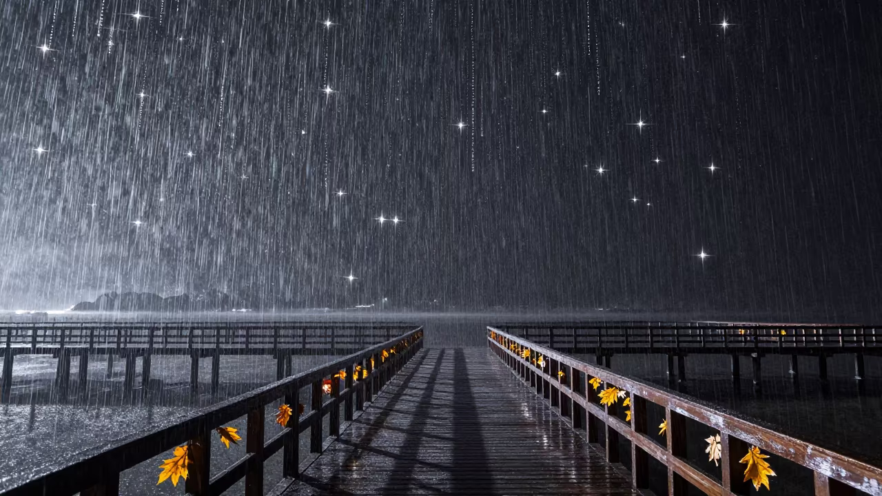 Starlit Rain Over Saudi Pier with Duplicated Sky in beneath a dark-sky overlook in Saudi Arabia