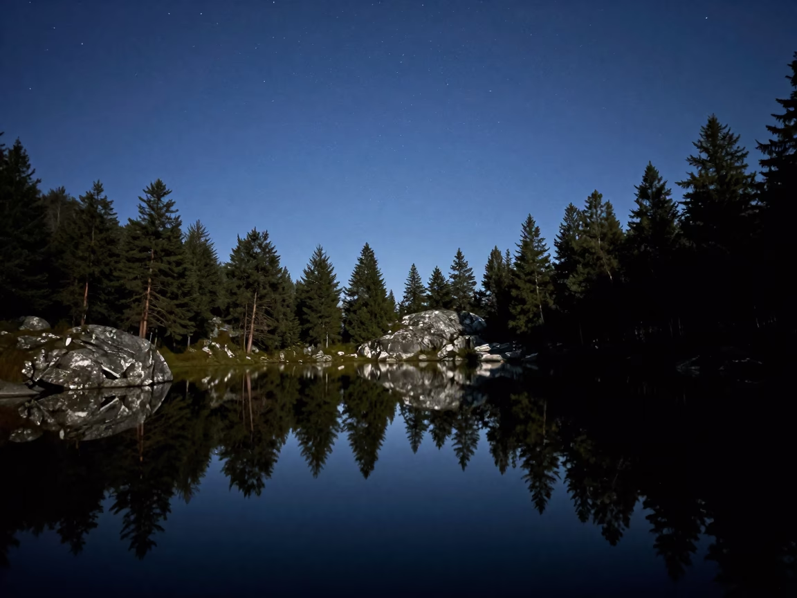 Starry Night Sky Reflected in Georgia Mountain Lake in in Georgia
