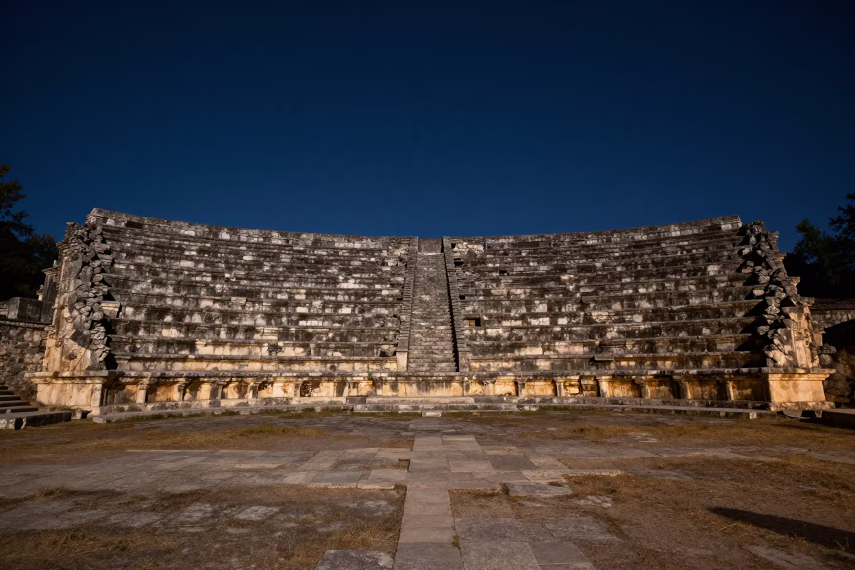 Starry Sky Over Ancient Belize Amphitheater Ruins in under the clearest stretch of sky in Belize