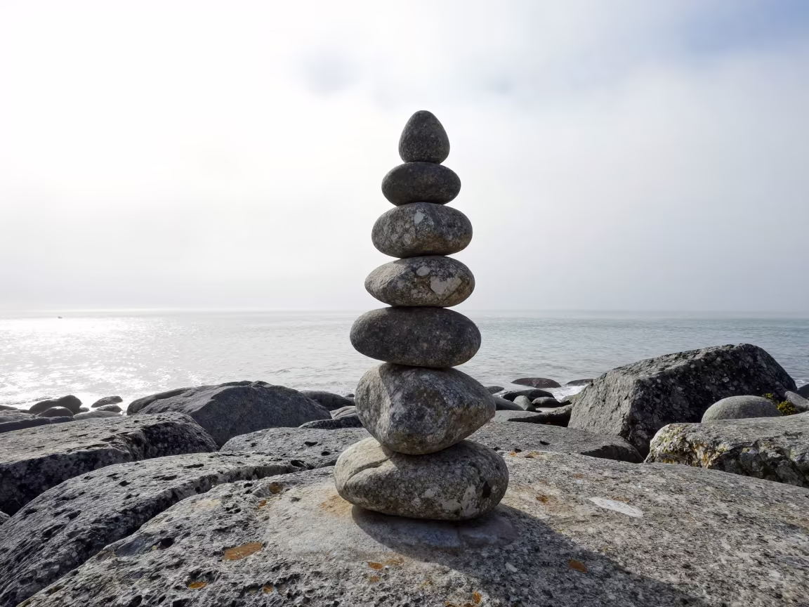 Starry Sky Over Cape Town Stone Cairn in along a beach near Long Street, Cape Town