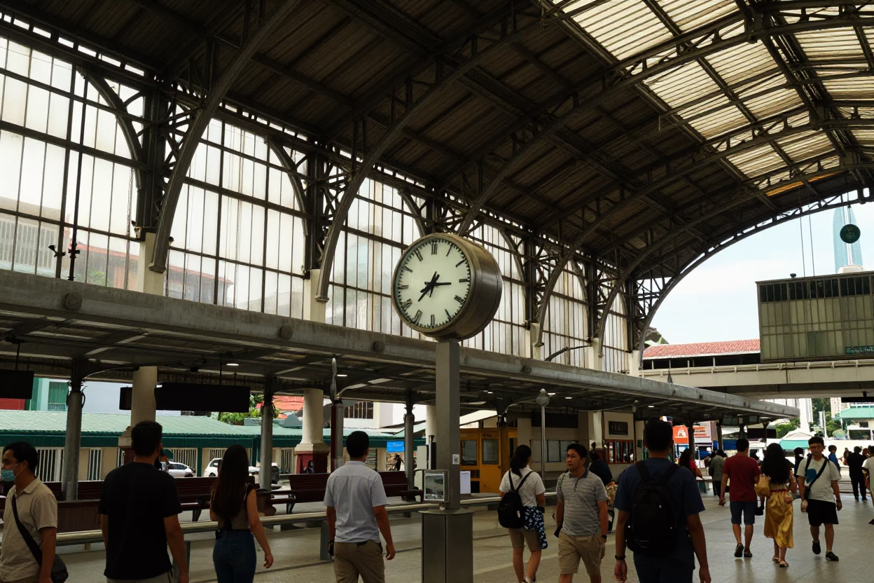 Station Clock in Kuala Lumpur at Clear Late-afternoon Light in in Kuala Lumpur, Malaysia