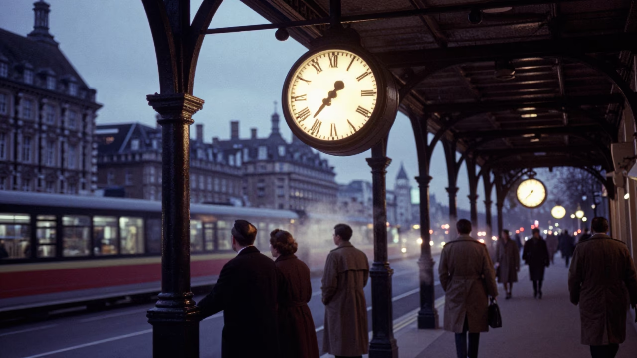 Station Clock in London at Blue Hour in in London, United Kingdom