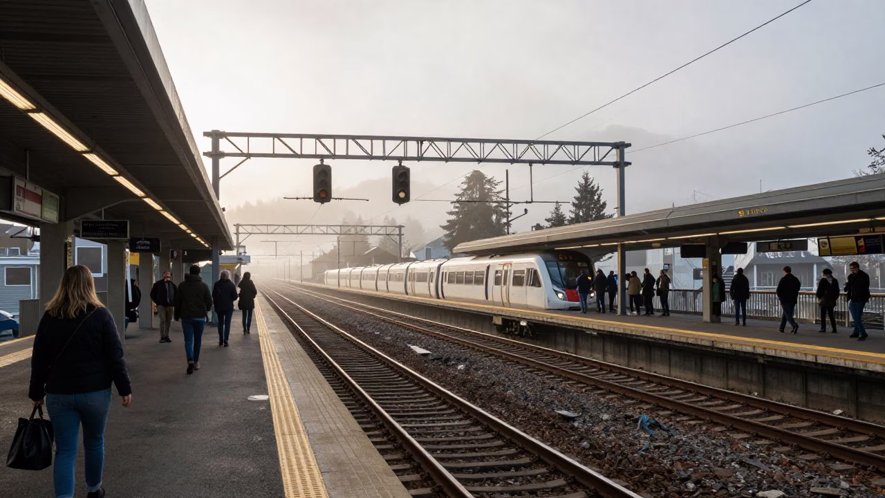 Station Commuters in Vancouver at The Early Afternoon Light in in Vancouver, British Columbia, Canada