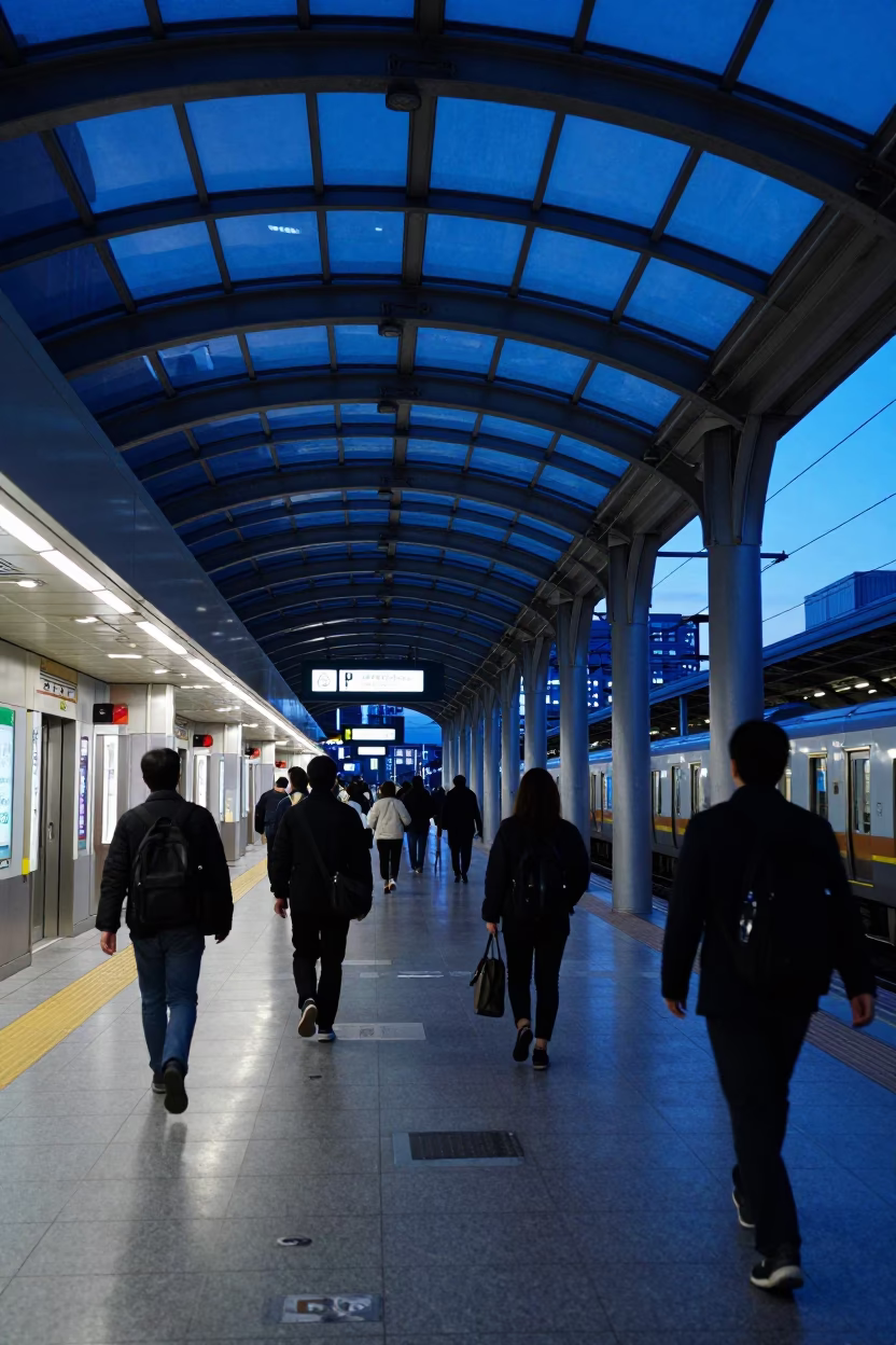 Station Interior in Tokyo at Blue Hour in in Tokyo, Japan
