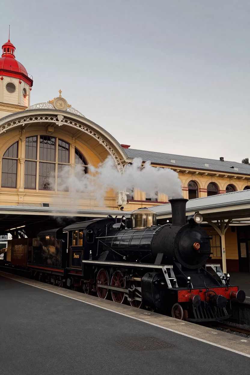Station Platform at Nautical Dawn Light in Auckland in in Auckland, New Zealand