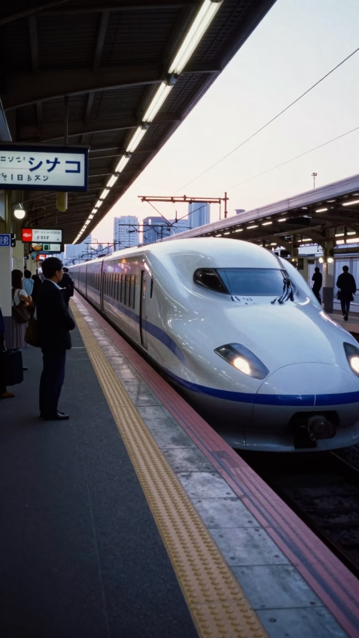 Station Platform in Tokyo at The Late Morning Light in in Tokyo, Japan