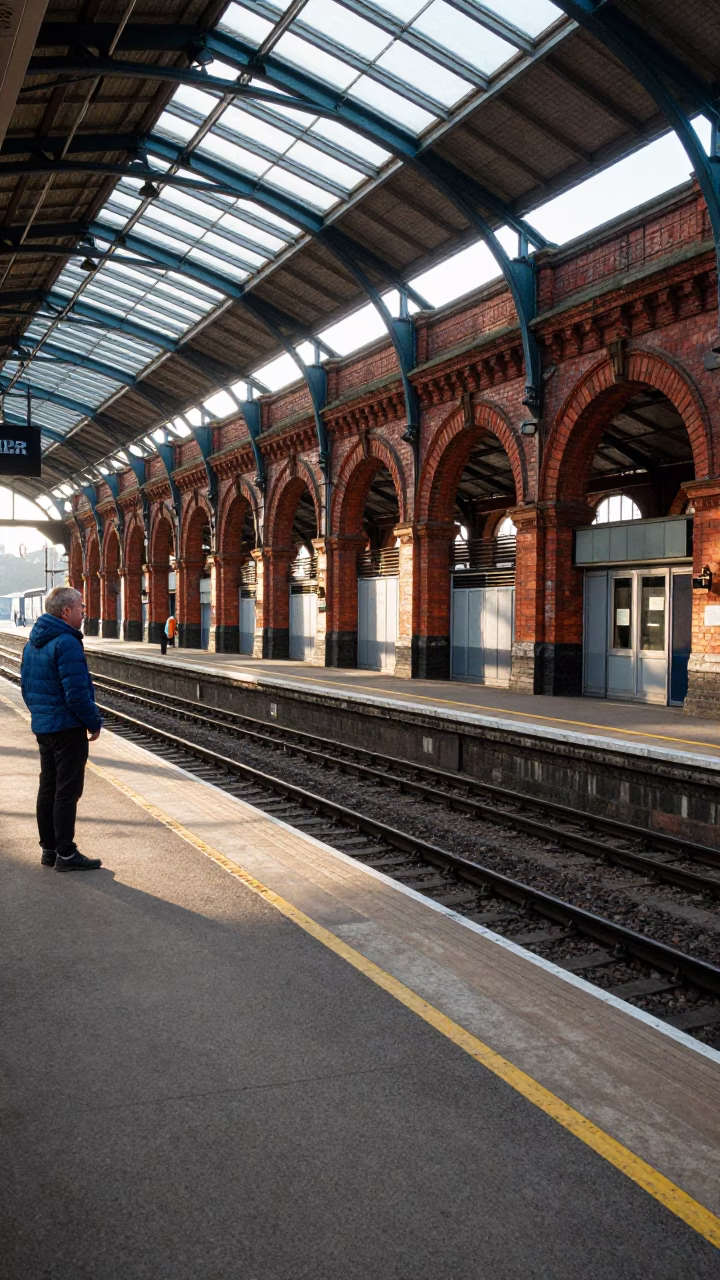 Station Platform just after sunrise in Bristol in in Bristol, United Kingdom